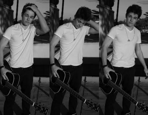 Julius Cole Rassin, triptych portrait with acoustic guitar